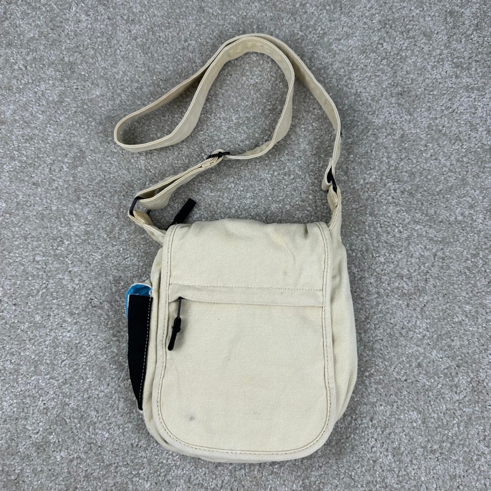 KAVU Canvas Crossbody Messenger Bag Cream Tan Cotton Gorpcore Utilitarian Travel